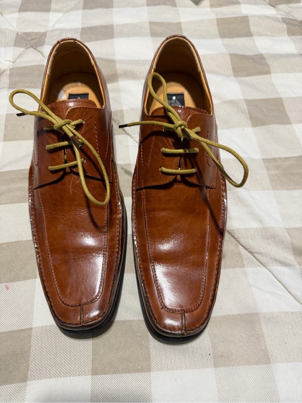 Men's Tan Leather Derby Dress Shoes - Classic Lace-Up Zota